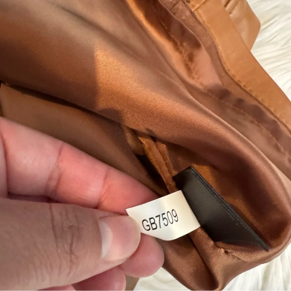 Gianni Bini Women’s Genuine Leather Mini Skirt Tan Brown Lined XS Zip Back - Picture 5 of 11